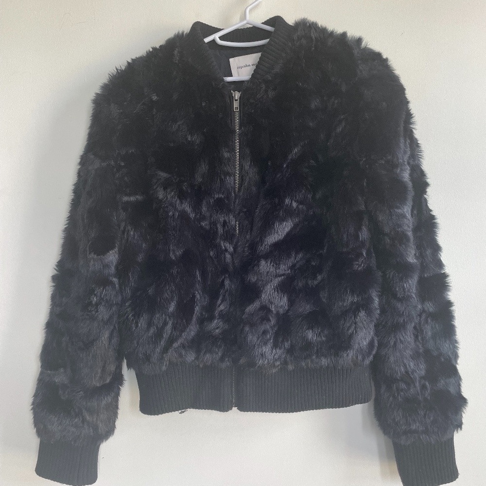 Cupcakes and Cashmere Faux Fur Jacket - Navy Blue